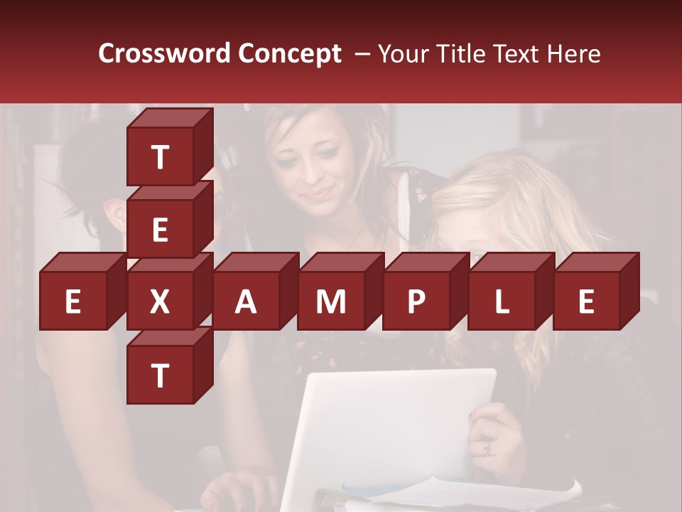 Three Young Women Looking At A Laptop Screen PowerPoint Template