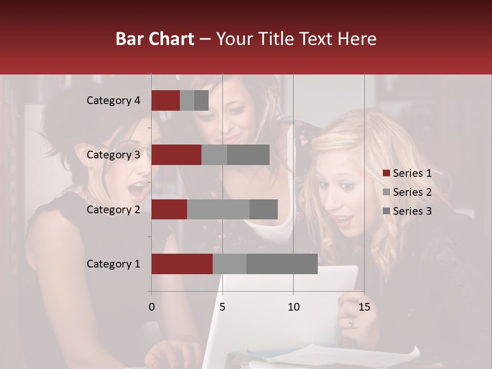 Three Young Women Looking At A Laptop Screen PowerPoint Template