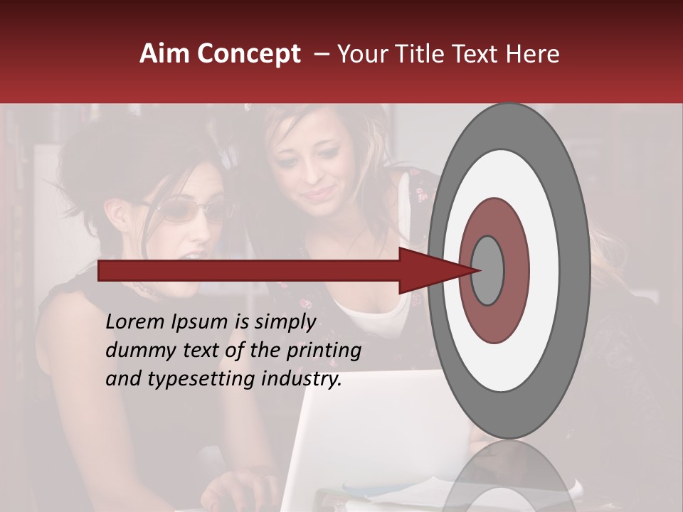 Three Young Women Looking At A Laptop Screen PowerPoint Template