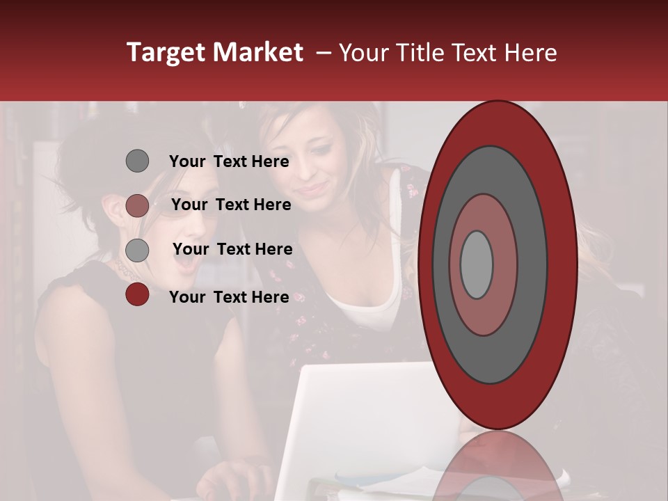 Three Young Women Looking At A Laptop Screen PowerPoint Template