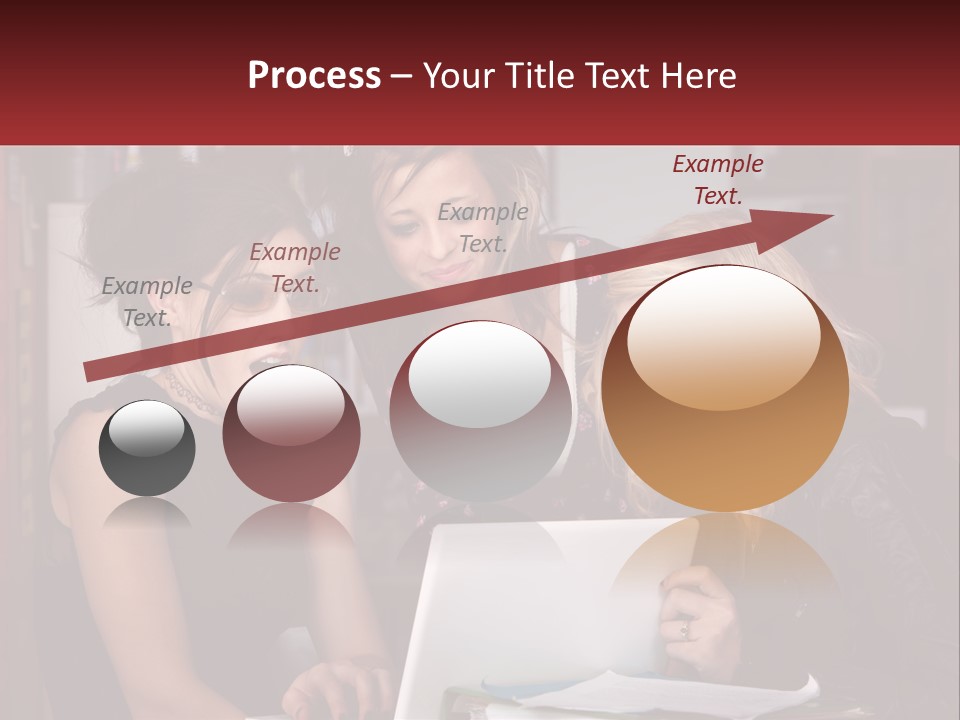 Three Young Women Looking At A Laptop Screen PowerPoint Template