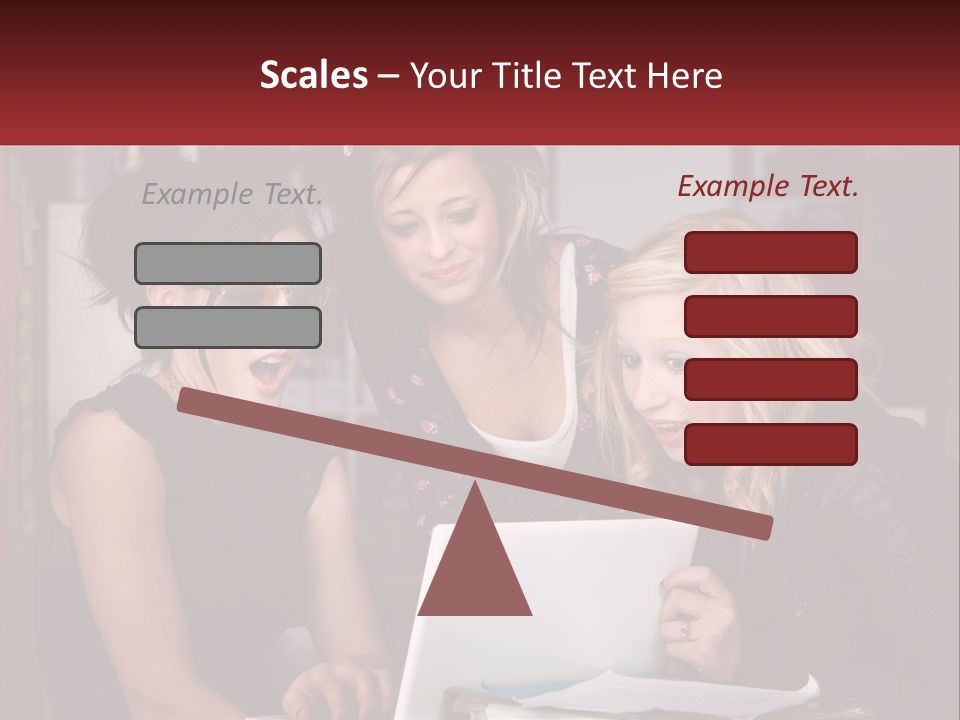 Three Young Women Looking At A Laptop Screen PowerPoint Template