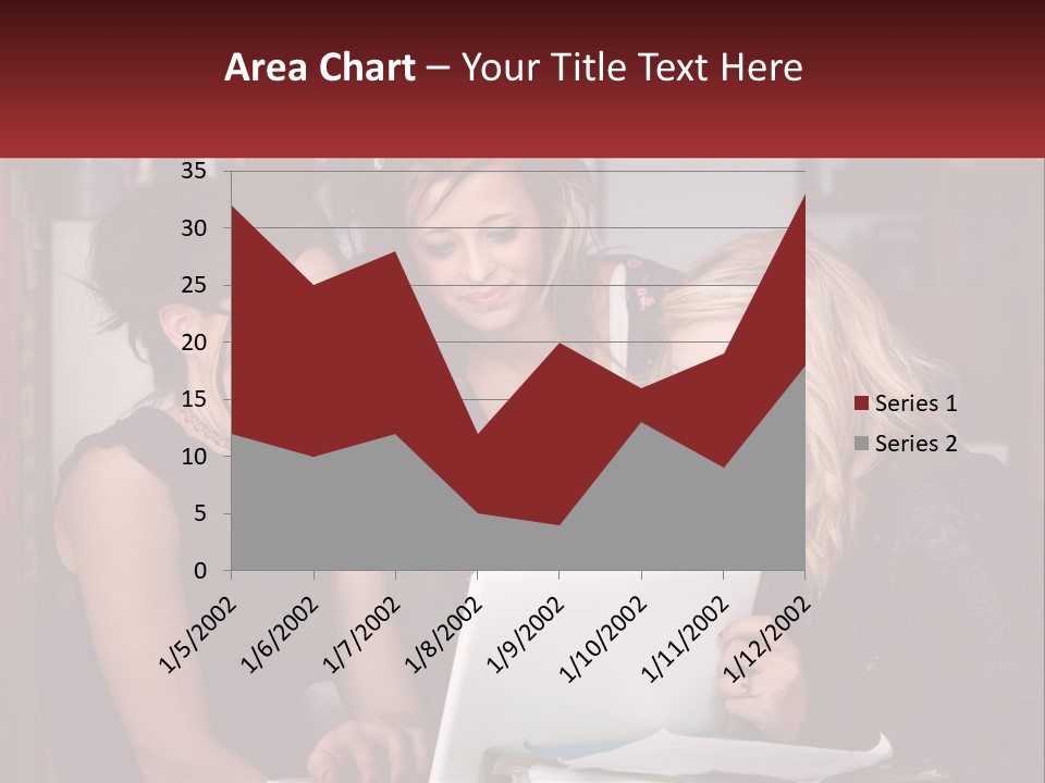 Three Young Women Looking At A Laptop Screen PowerPoint Template