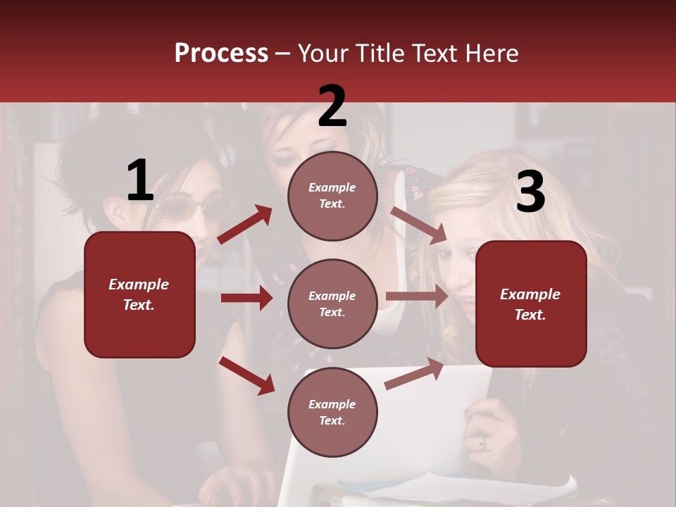 Three Young Women Looking At A Laptop Screen PowerPoint Template