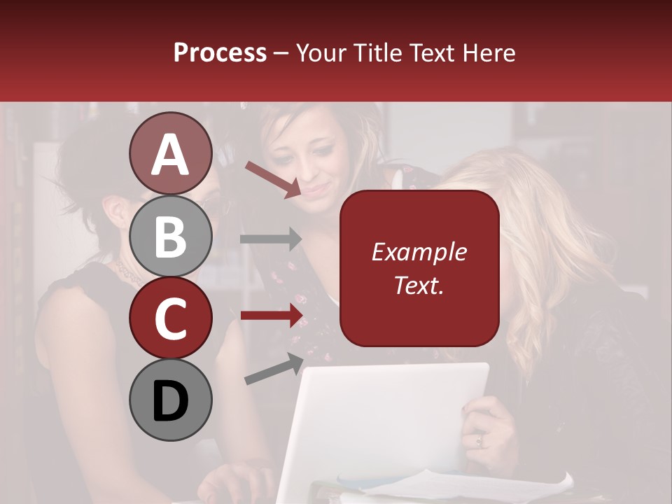 Three Young Women Looking At A Laptop Screen PowerPoint Template