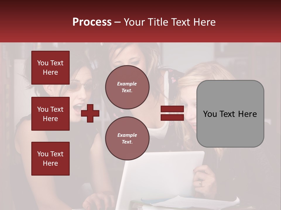 Three Young Women Looking At A Laptop Screen PowerPoint Template