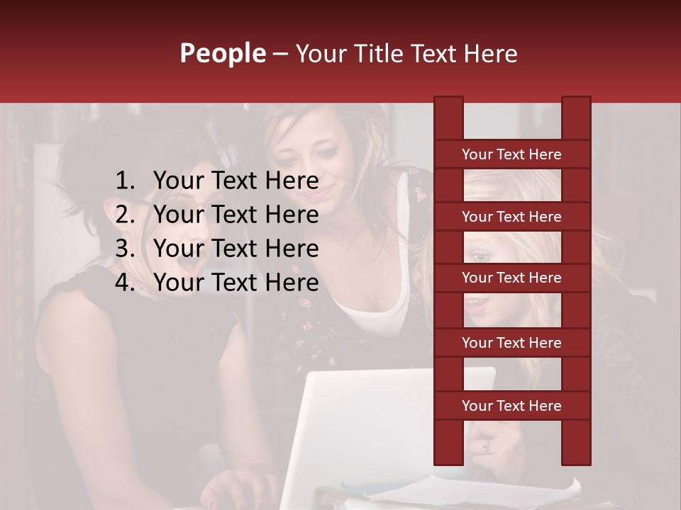 Three Young Women Looking At A Laptop Screen PowerPoint Template