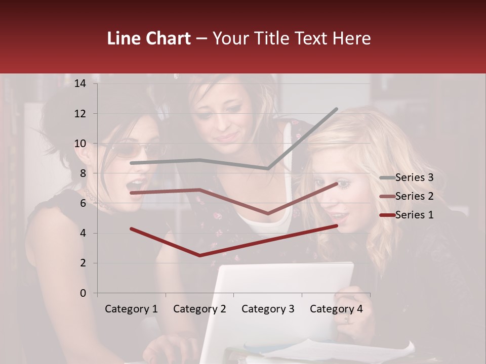 Three Young Women Looking At A Laptop Screen PowerPoint Template
