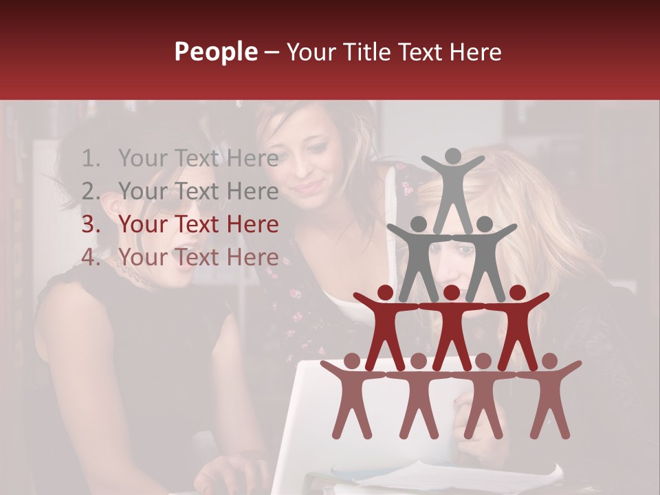 Three Young Women Looking At A Laptop Screen PowerPoint Template