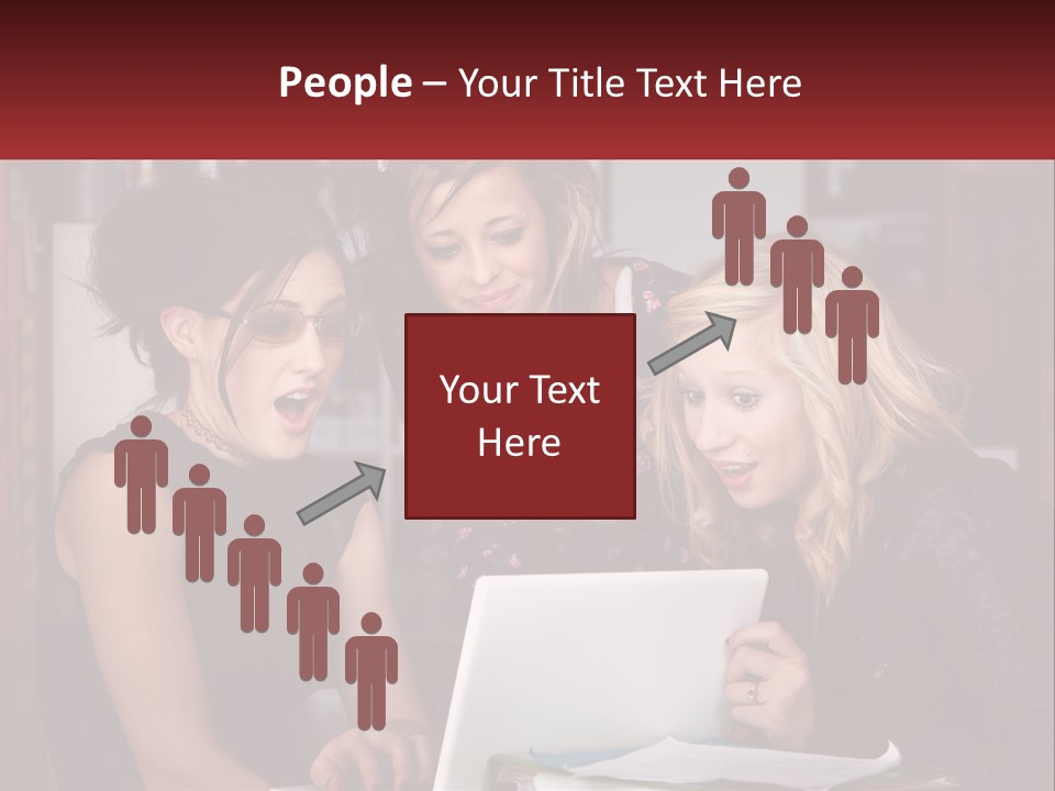 Three Young Women Looking At A Laptop Screen PowerPoint Template