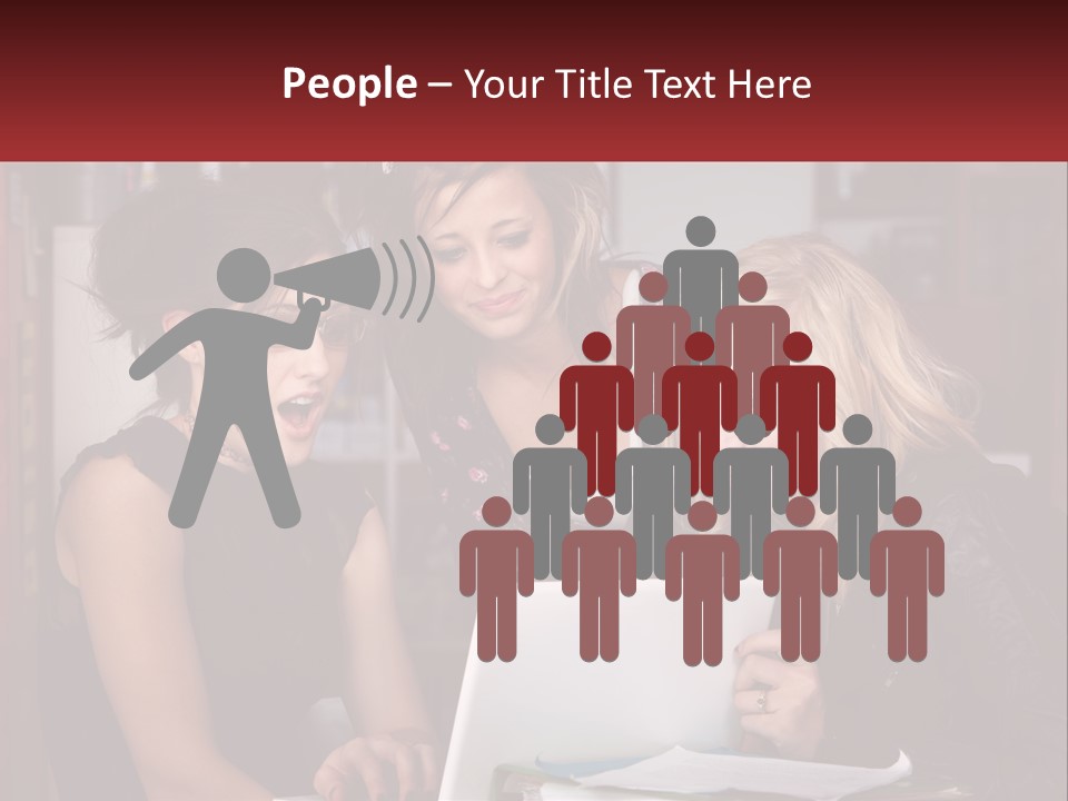 Three Young Women Looking At A Laptop Screen PowerPoint Template