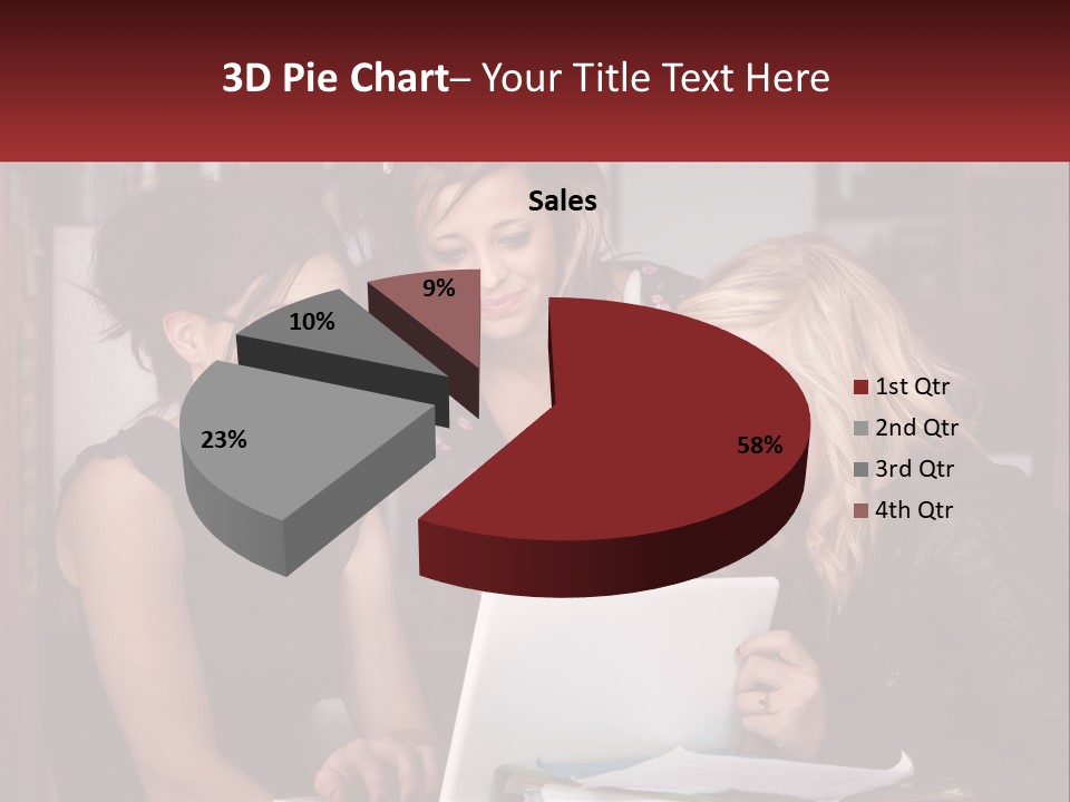 Three Young Women Looking At A Laptop Screen PowerPoint Template