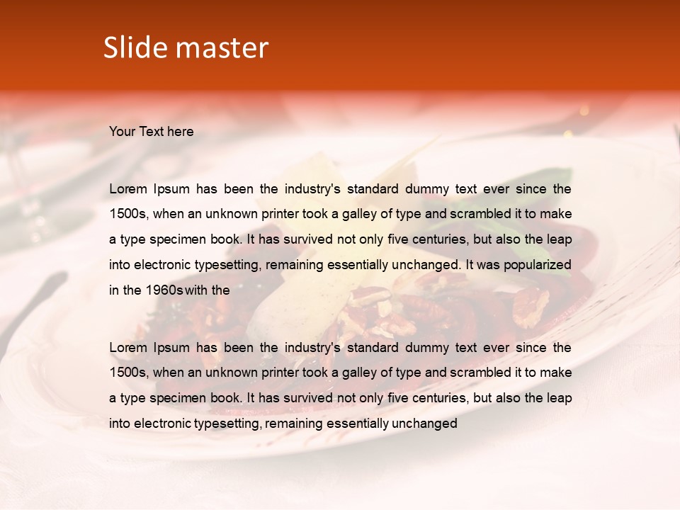 A Plate Of Food On A Table With A Knife And Fork PowerPoint Template