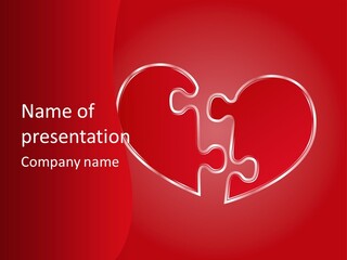 A Heart Shaped Puzzle Piece On A Red Background PowerPoint Template