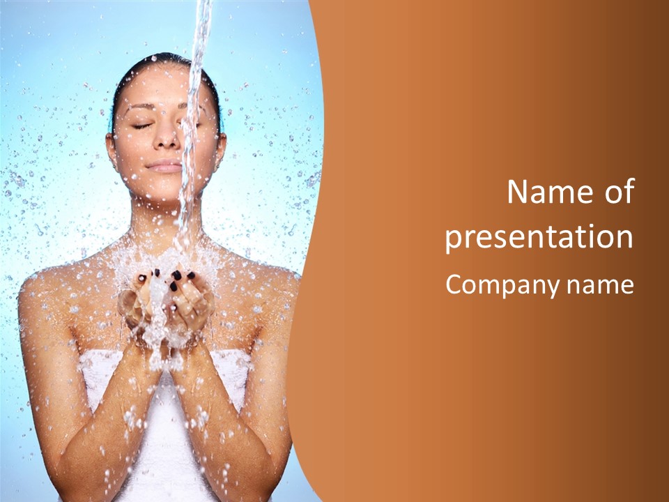 A Woman Washing Her Face With Water From A Faucet PowerPoint Template