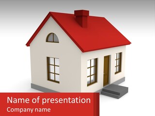 A White House With A Red Roof And A Red Banner PowerPoint Template