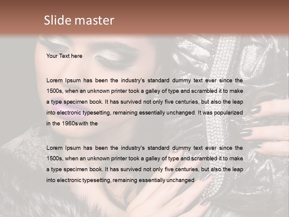 A Woman In A Fur Coat Holding A Purse PowerPoint Template