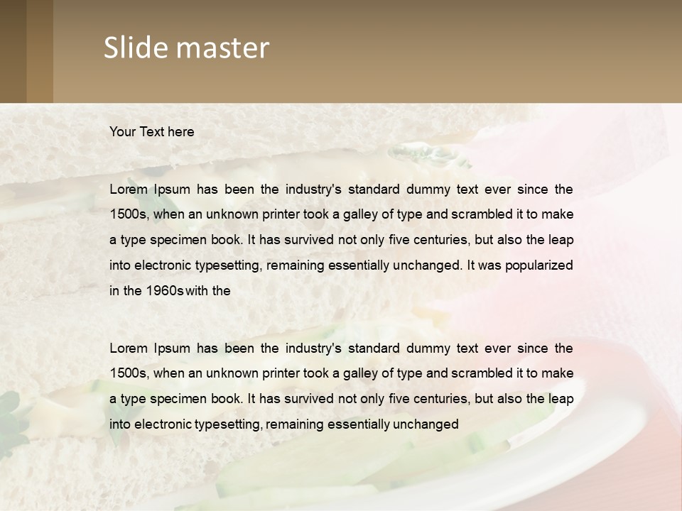 A White Plate Topped With A Sandwich On Top Of A Table PowerPoint Template