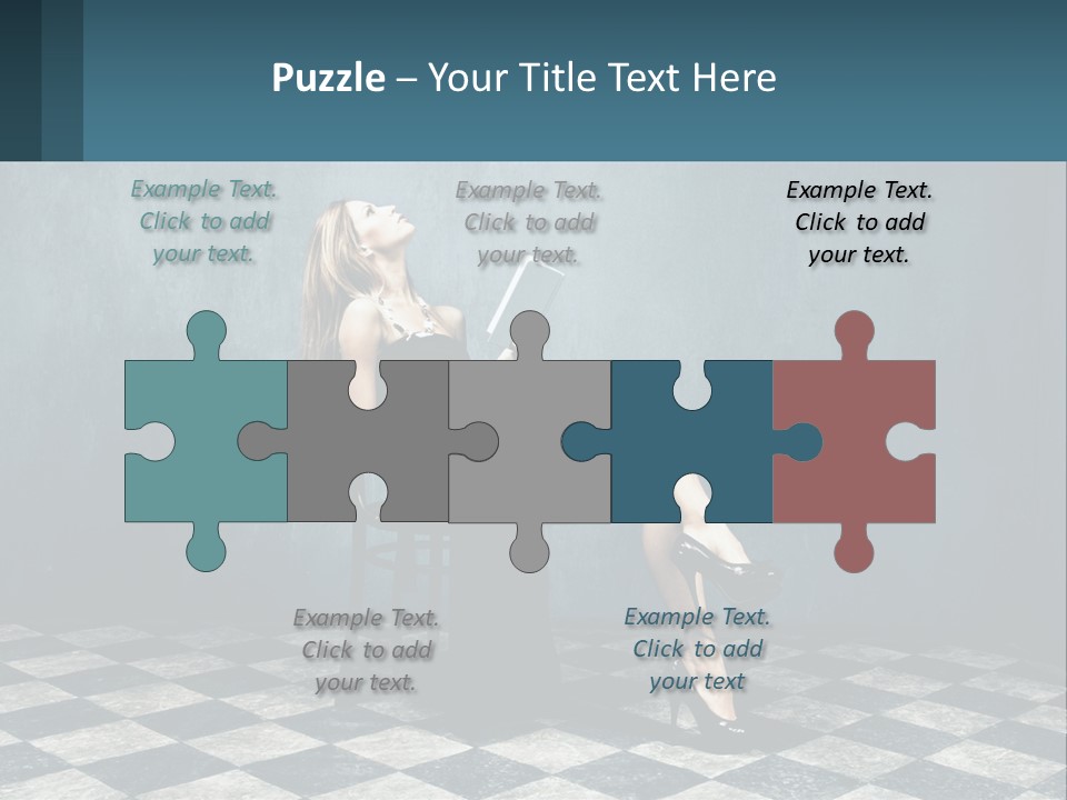 A Woman Sitting On A Chair Holding A Tablet PowerPoint Template