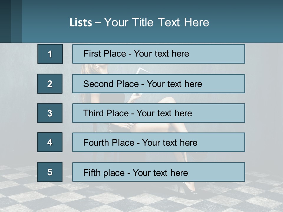 A Woman Sitting On A Chair Holding A Tablet PowerPoint Template