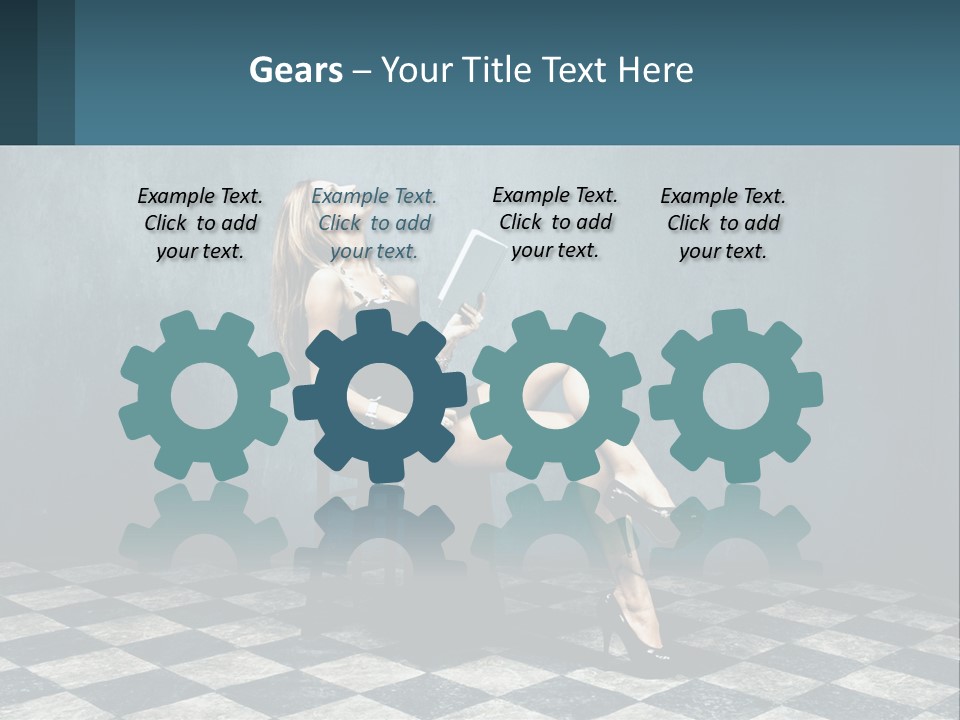 A Woman Sitting On A Chair Holding A Tablet PowerPoint Template