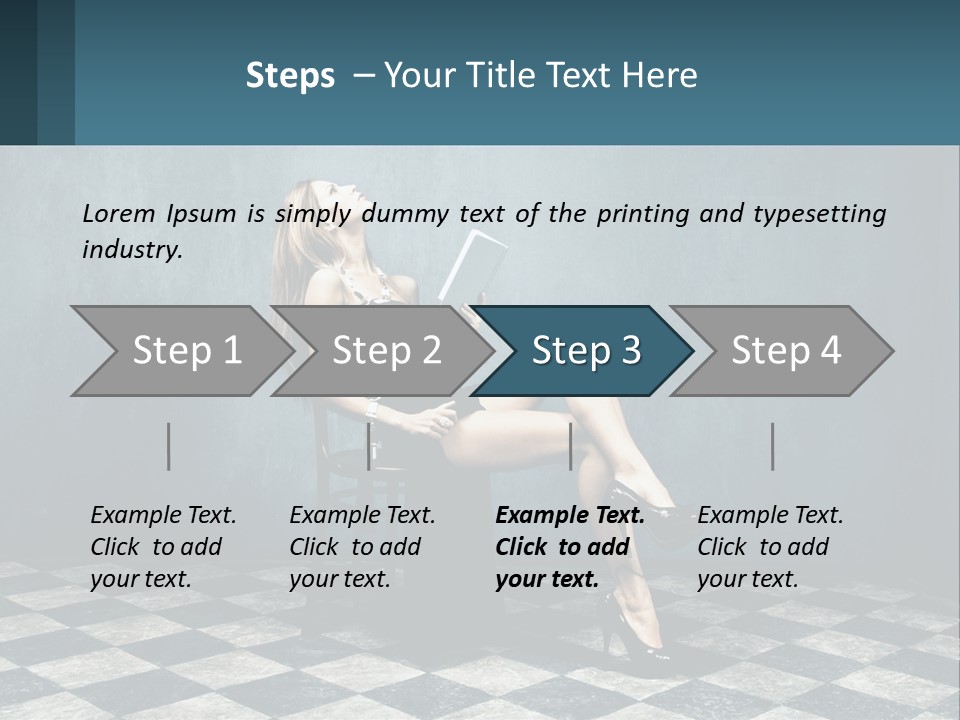 A Woman Sitting On A Chair Holding A Tablet PowerPoint Template