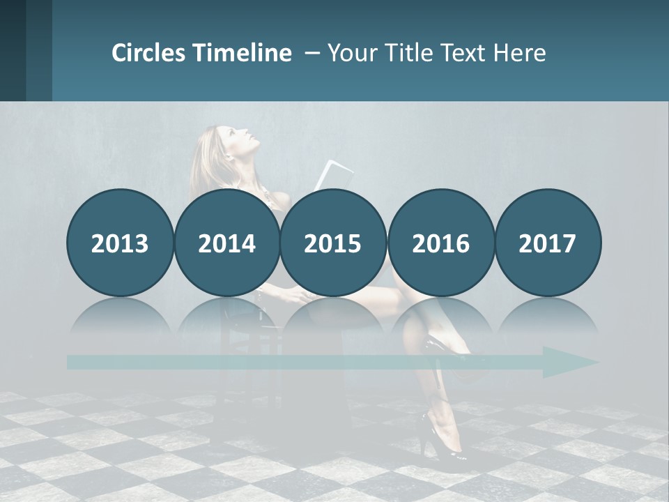 A Woman Sitting On A Chair Holding A Tablet PowerPoint Template