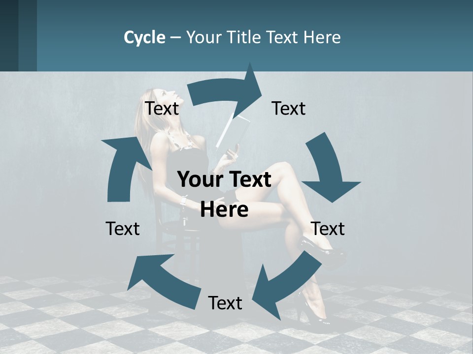 A Woman Sitting On A Chair Holding A Tablet PowerPoint Template