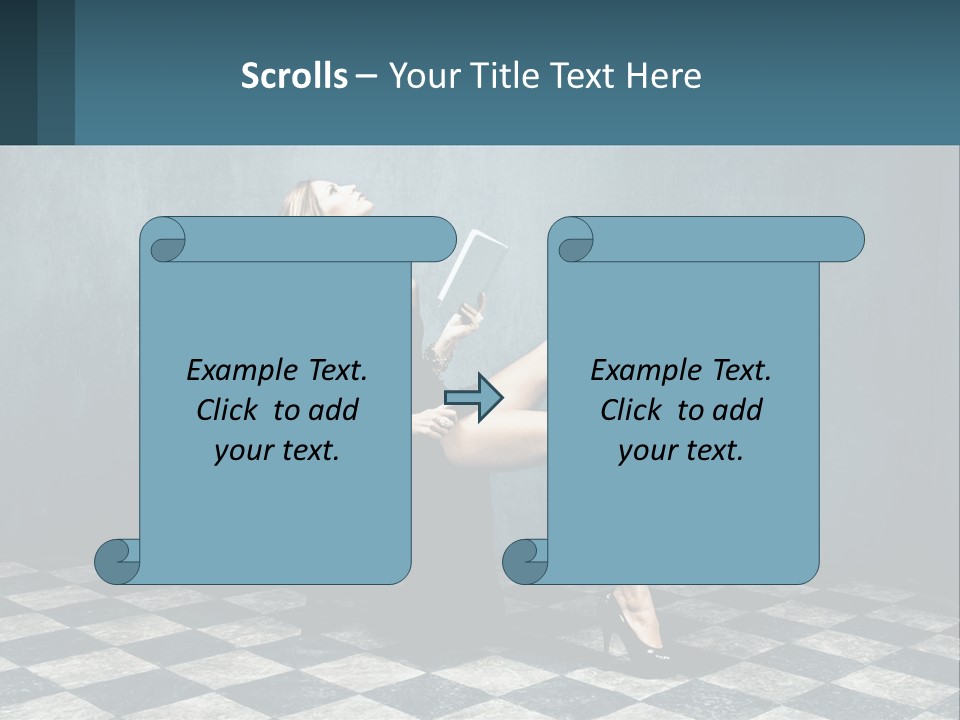 A Woman Sitting On A Chair Holding A Tablet PowerPoint Template