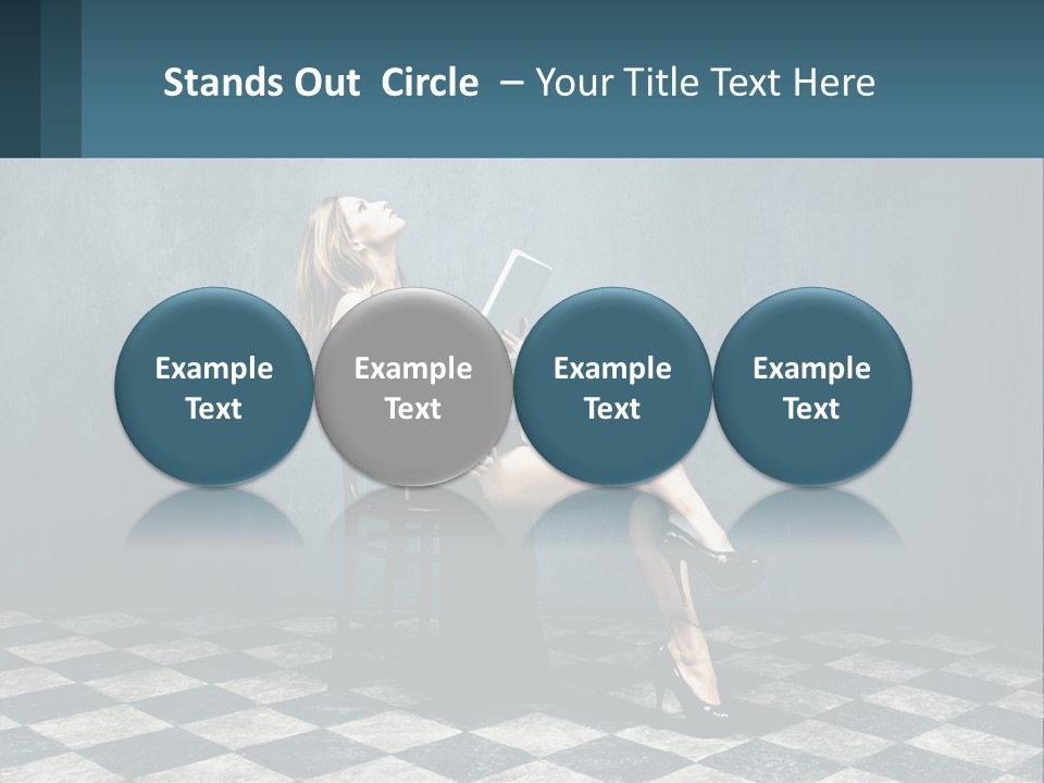 A Woman Sitting On A Chair Holding A Tablet PowerPoint Template