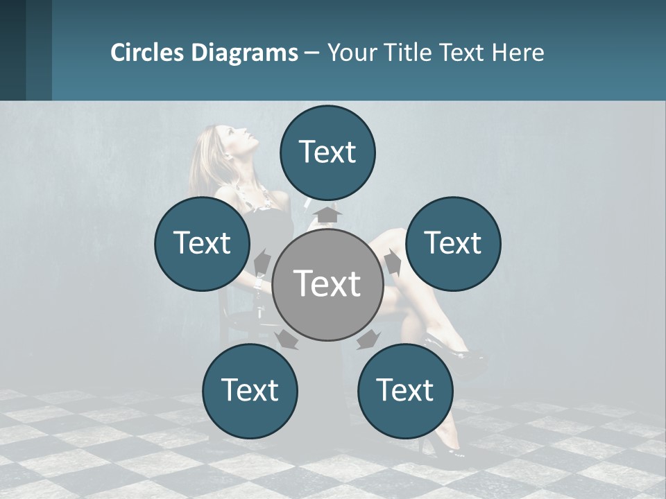 A Woman Sitting On A Chair Holding A Tablet PowerPoint Template