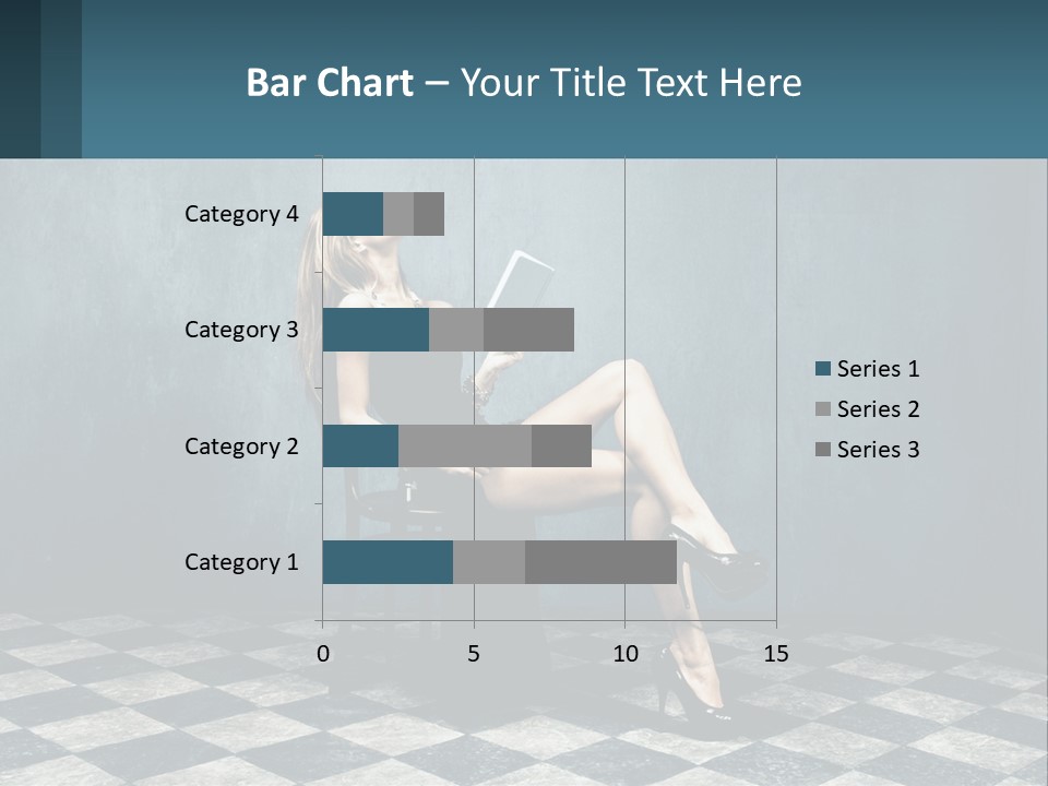A Woman Sitting On A Chair Holding A Tablet PowerPoint Template