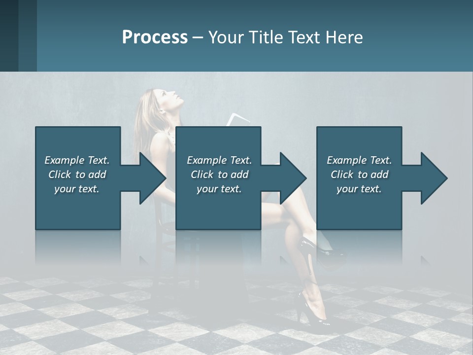 A Woman Sitting On A Chair Holding A Tablet PowerPoint Template