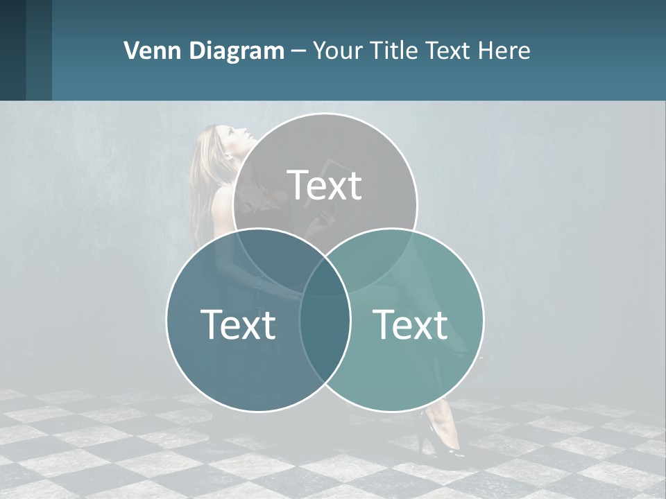 A Woman Sitting On A Chair Holding A Tablet PowerPoint Template