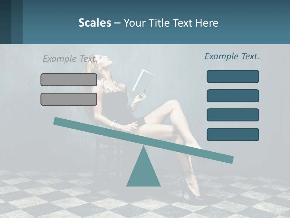 A Woman Sitting On A Chair Holding A Tablet PowerPoint Template