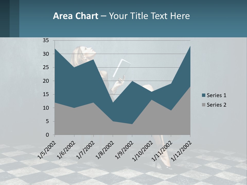A Woman Sitting On A Chair Holding A Tablet PowerPoint Template