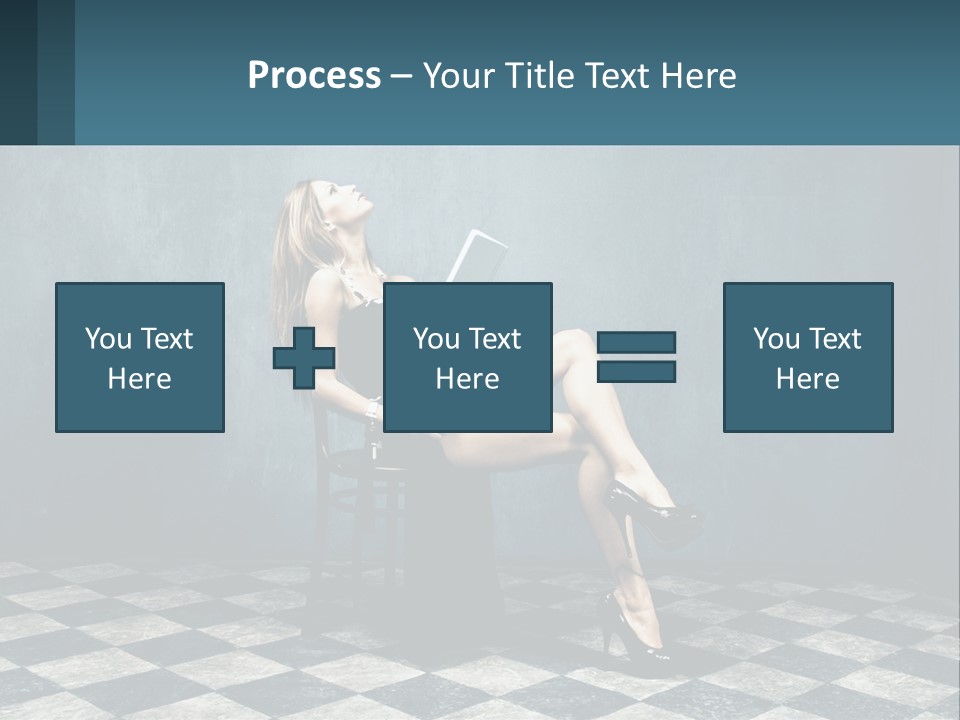A Woman Sitting On A Chair Holding A Tablet PowerPoint Template