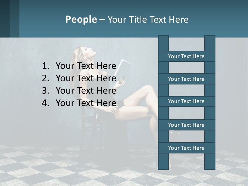 A Woman Sitting On A Chair Holding A Tablet PowerPoint Template