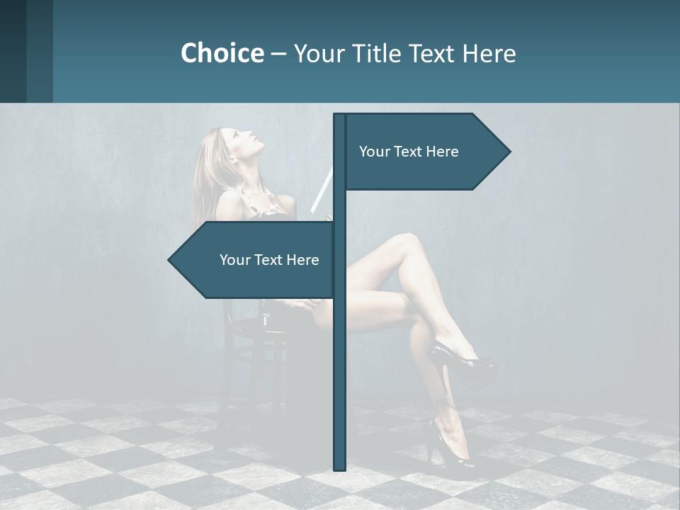 A Woman Sitting On A Chair Holding A Tablet PowerPoint Template