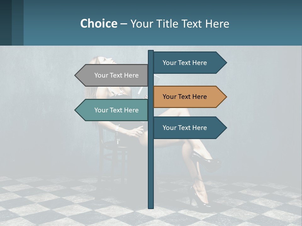 A Woman Sitting On A Chair Holding A Tablet PowerPoint Template