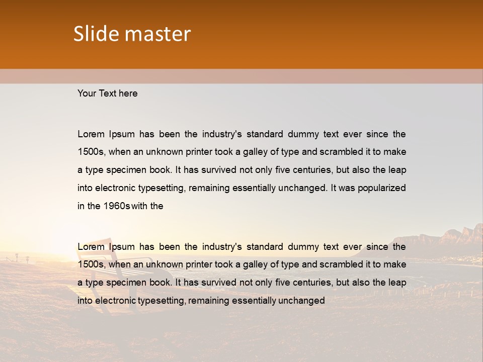 A Bench Sitting On Top Of A Sandy Beach PowerPoint Template