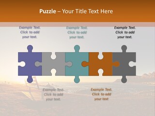 A Bench Sitting On Top Of A Sandy Beach PowerPoint Template