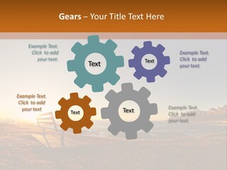 A Bench Sitting On Top Of A Sandy Beach PowerPoint Template