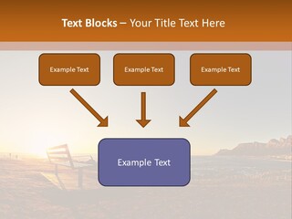 A Bench Sitting On Top Of A Sandy Beach PowerPoint Template