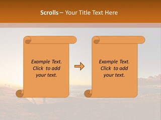 A Bench Sitting On Top Of A Sandy Beach PowerPoint Template