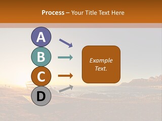 A Bench Sitting On Top Of A Sandy Beach PowerPoint Template