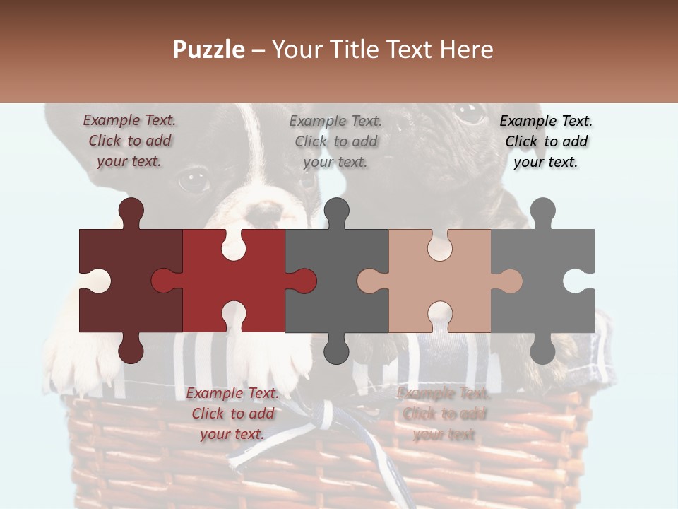 Two Puppies Are Sitting In A Basket PowerPoint Template