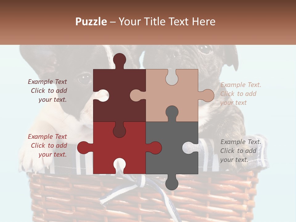 Two Puppies Are Sitting In A Basket PowerPoint Template