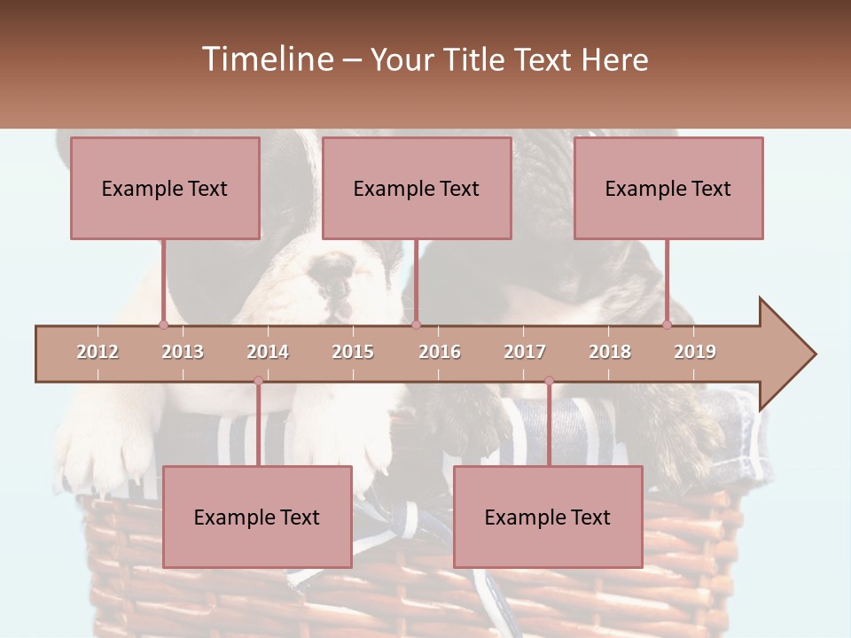 Two Puppies Are Sitting In A Basket PowerPoint Template