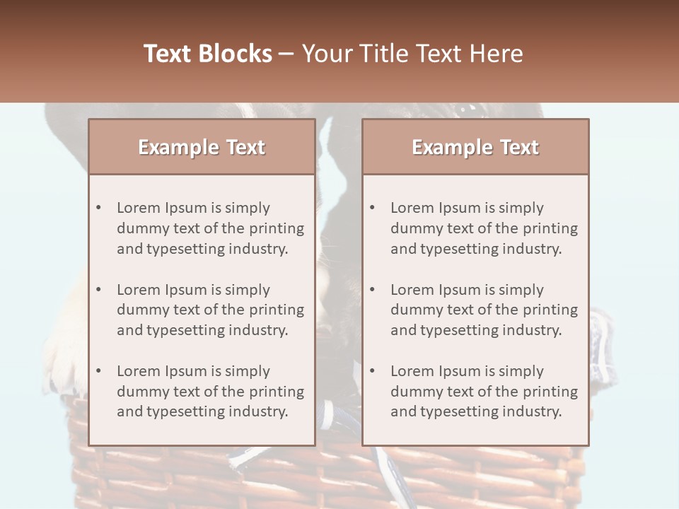 Two Puppies Are Sitting In A Basket PowerPoint Template